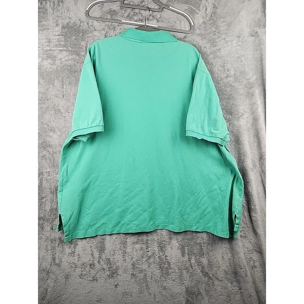 Polo Ralph Lauren Polo Shirt Mens 3xb Green Cotton Ribbed Short Sleeve Pony Golf